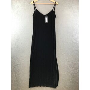 New THEPERFEXT Black Velvet Camilla Slip Dress Sleeveless‎ size S